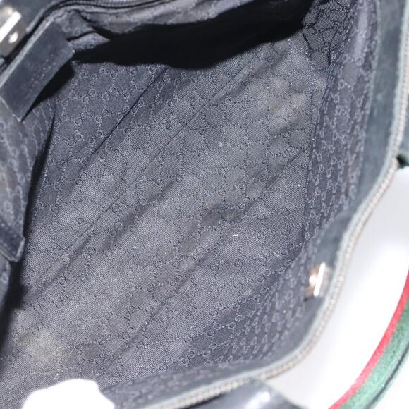 GUCCI Web Sherry Line Hand Bag Canvas Black Silver - Picture 16 of 16